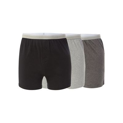 Big and tall pack of three grey button boxers